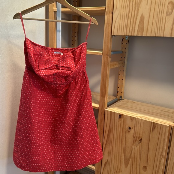 Y2K Vintage Urban Outfitters Strapless Seersucker Dotted Mini Dress - Picture 3 of 6